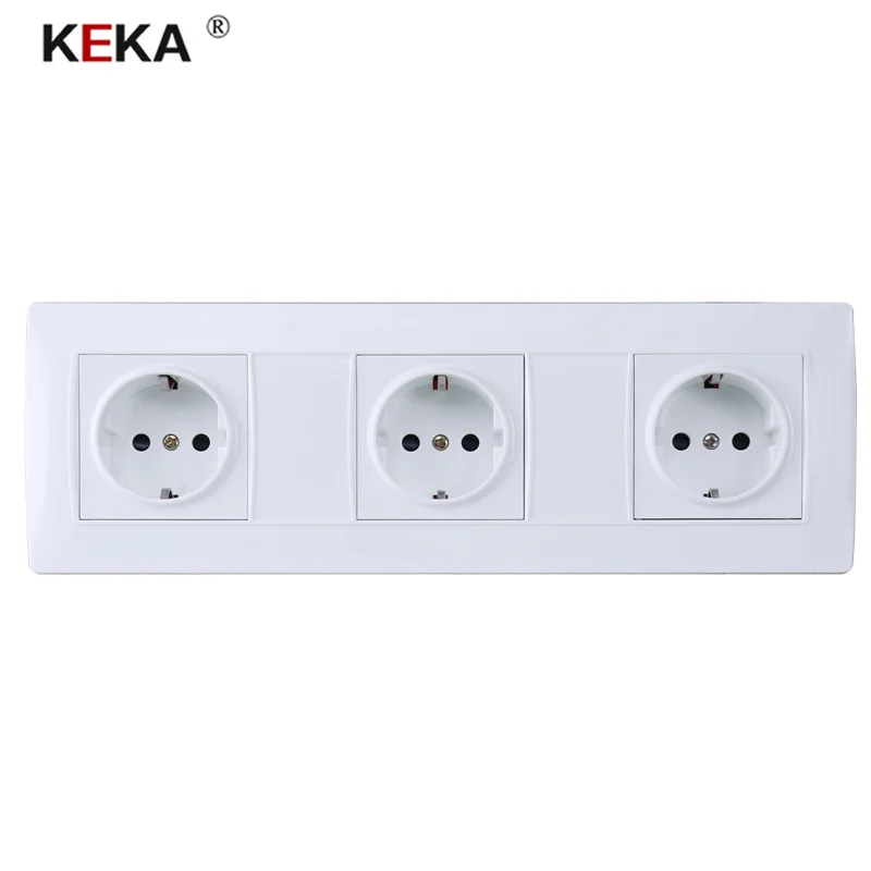 Тройная настенная розетка KEKA европейская стандартная популярная панельная без