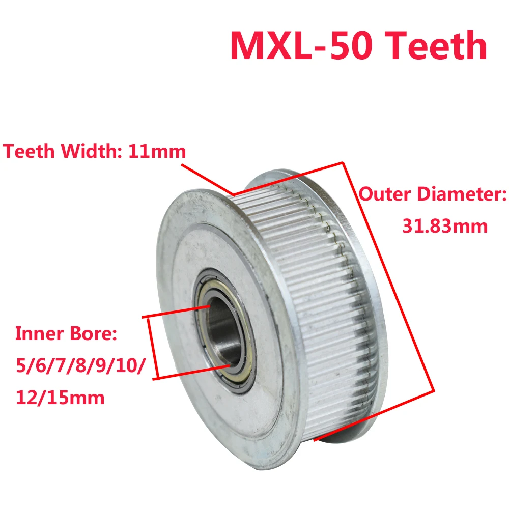 Алюминий сплав 50 зубов по методу ГРМ Натяжной шкиф с 5/6/7/8/9/10/12/15 мм диаметр 11 мм Ширина подшипник шкива с/без зубов