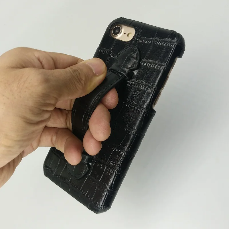 Solque Genuine Leather Hand Strap Holder Back Case For iPhone 7 Plus