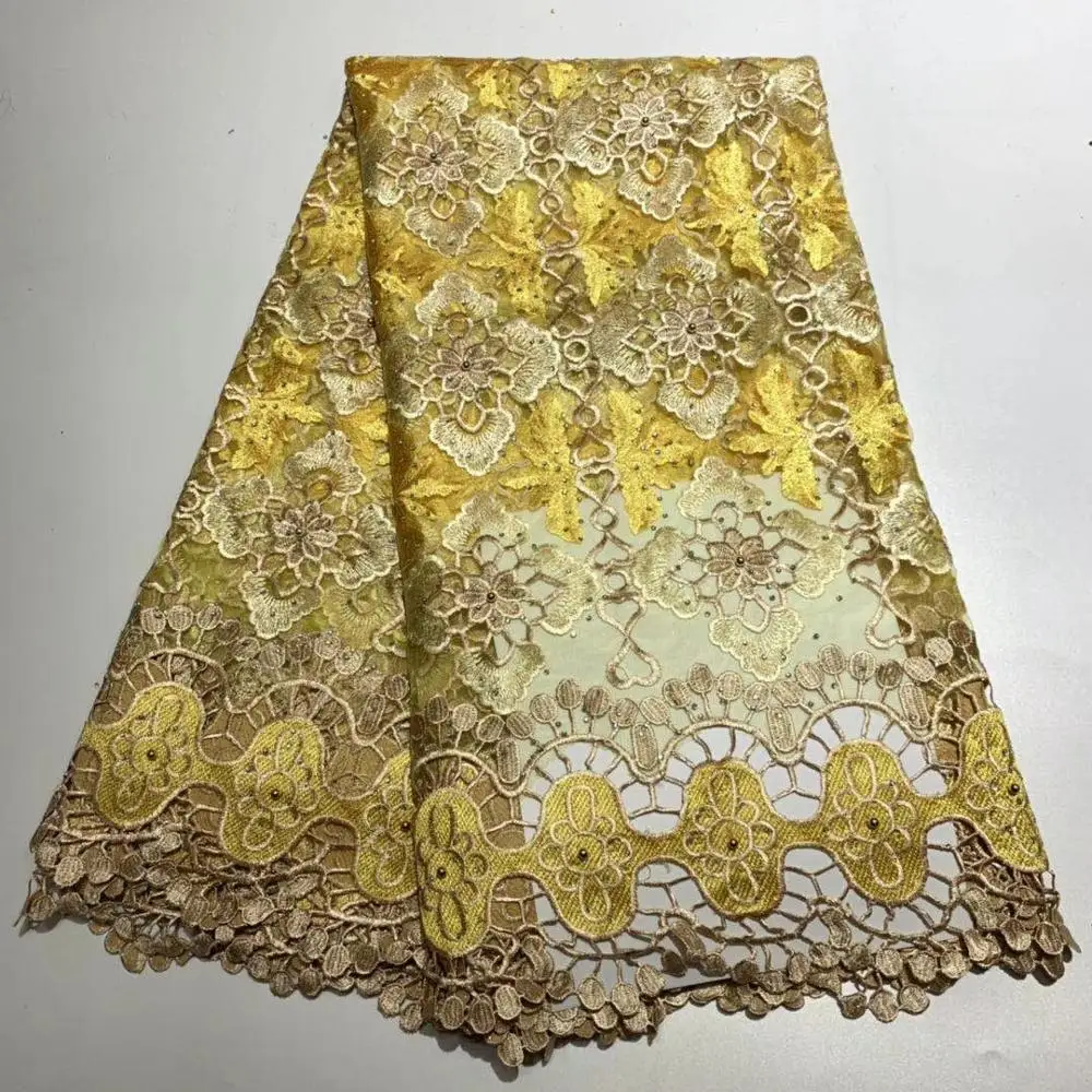 

Best Quality African Lace Fabric Yellow Swiss Voile Lace High Quality Emboridery French Mesh 2018 French Lace Fabric(TS-5-19