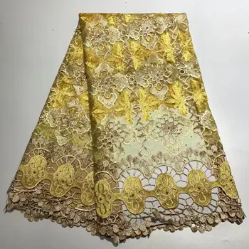 

Best Quality African Lace Fabric Yellow Swiss Voile Lace High Quality Emboridery French Mesh 2018 French Lace Fabric(TS-5-19