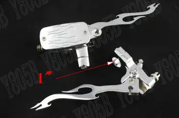 

Chrome Flame 1" Handlebar Brake Clutch Levers Reservoir For Yamaha VStar 400 650 1100 1300 Virago Xv 250 535 750 1100 Road Star