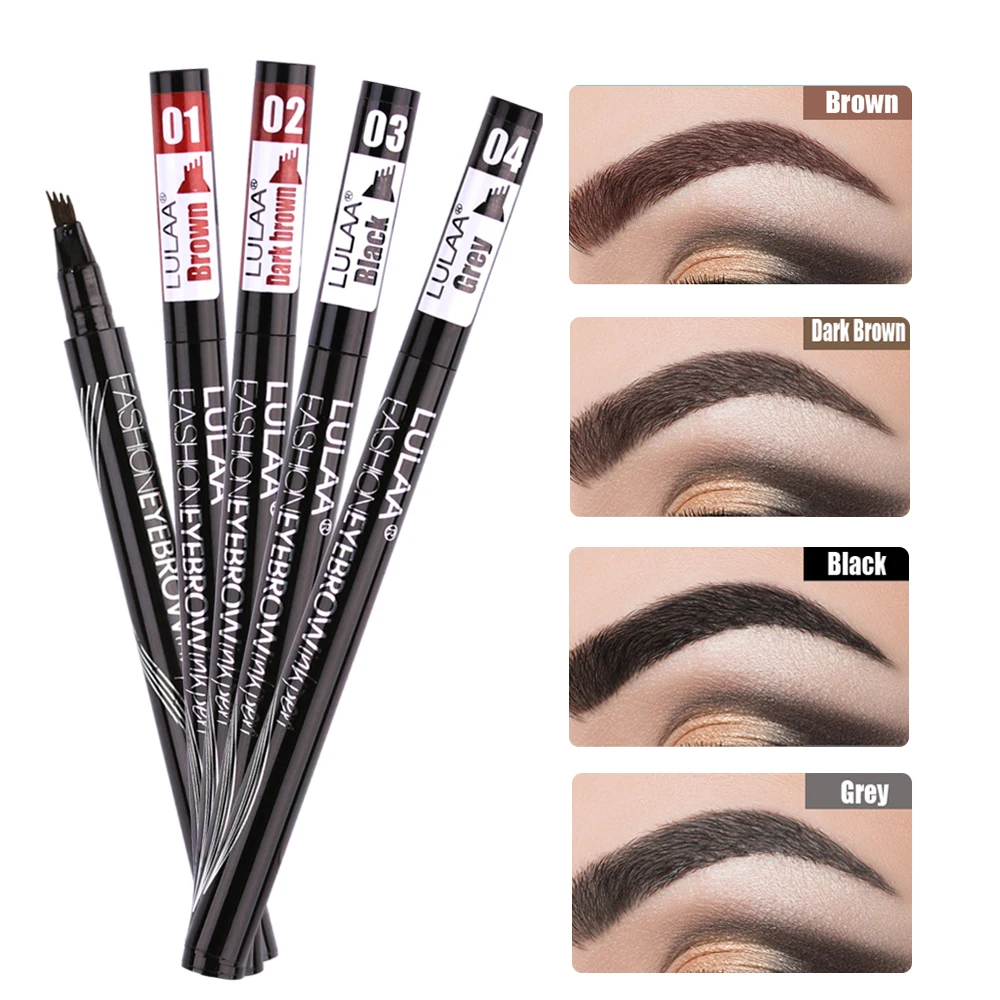 

Microblading Eyebrow Tattoo Pen Professional Fine Sketch Liquid Eye Brow Pencil Waterproof 4 Heads Tint Eyebrow Enhancer