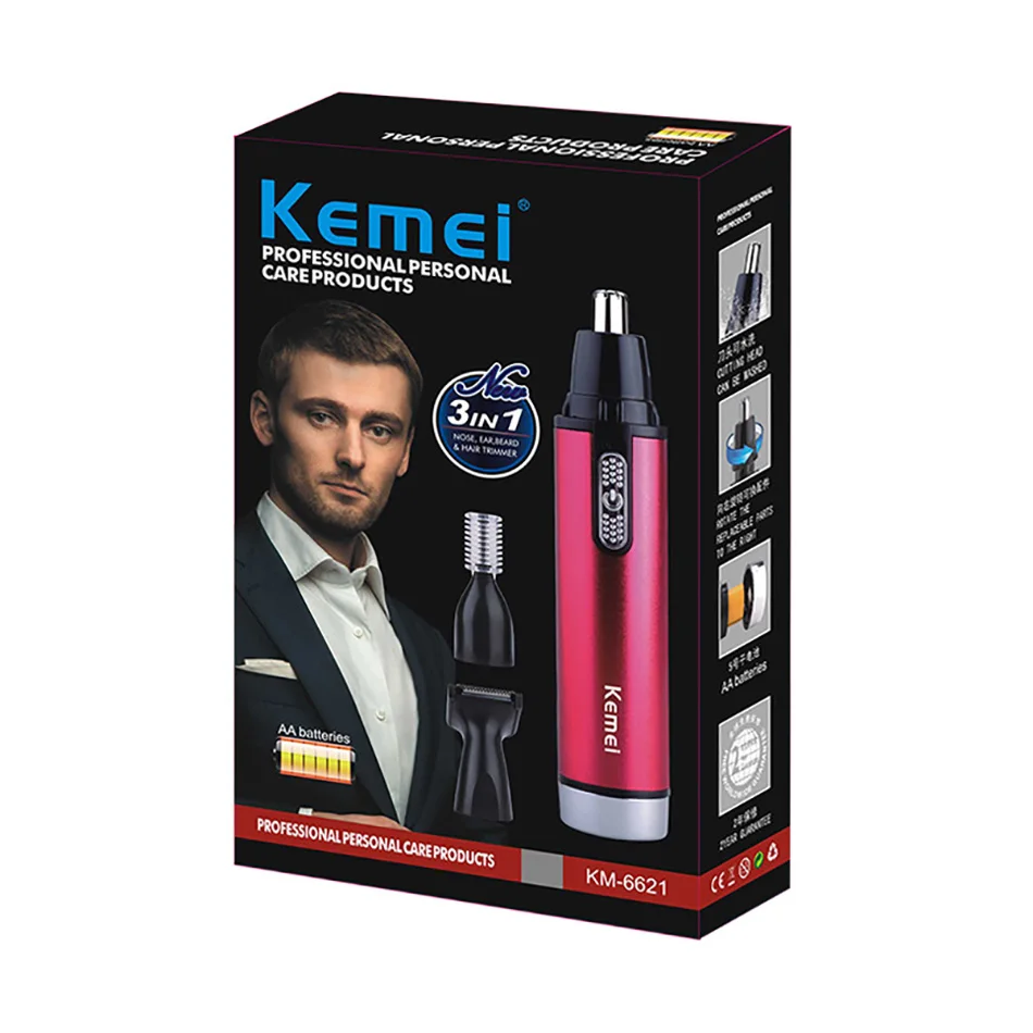 Kemei 3 в 1 триммер для волос в носу и ушах триммер для бороды тример для бакенбардов машинка для стрижки волос триммер для бровей для мужчин и Wo мужчин KM-6621