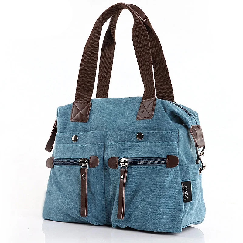 Practical Multifunctional Canvas Cowhide Casual Large font b Handbag b font Fashion Casual Preppy Style Women