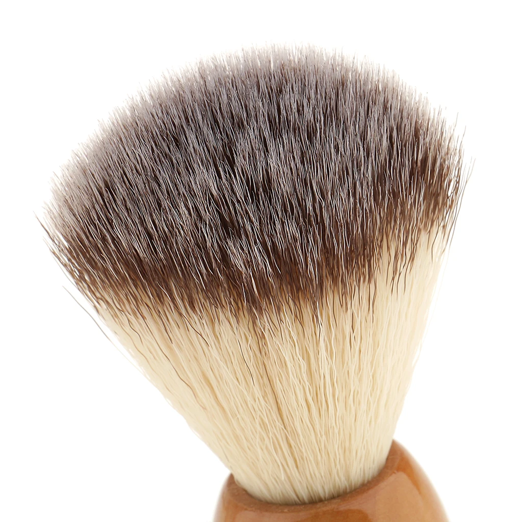 Men Barber Wood Shaving Brush + Stainless Steel Stand + Acrylic Bowl Kit Set