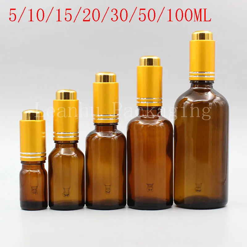 

Brown Glass Bottle With Gold Dropper, Essential Oil/Perfume/Essence Sub-bottling, Empty Cosmetic Container (15 PC/Lot)