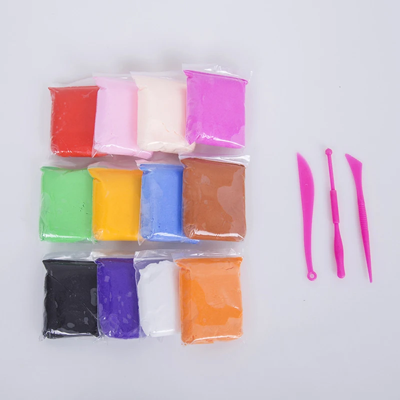 remarkable  12 Colors Air Dry Light Clay With 3 Tool Educational Toys Colorful Plasticine Polymer Creative DIY 