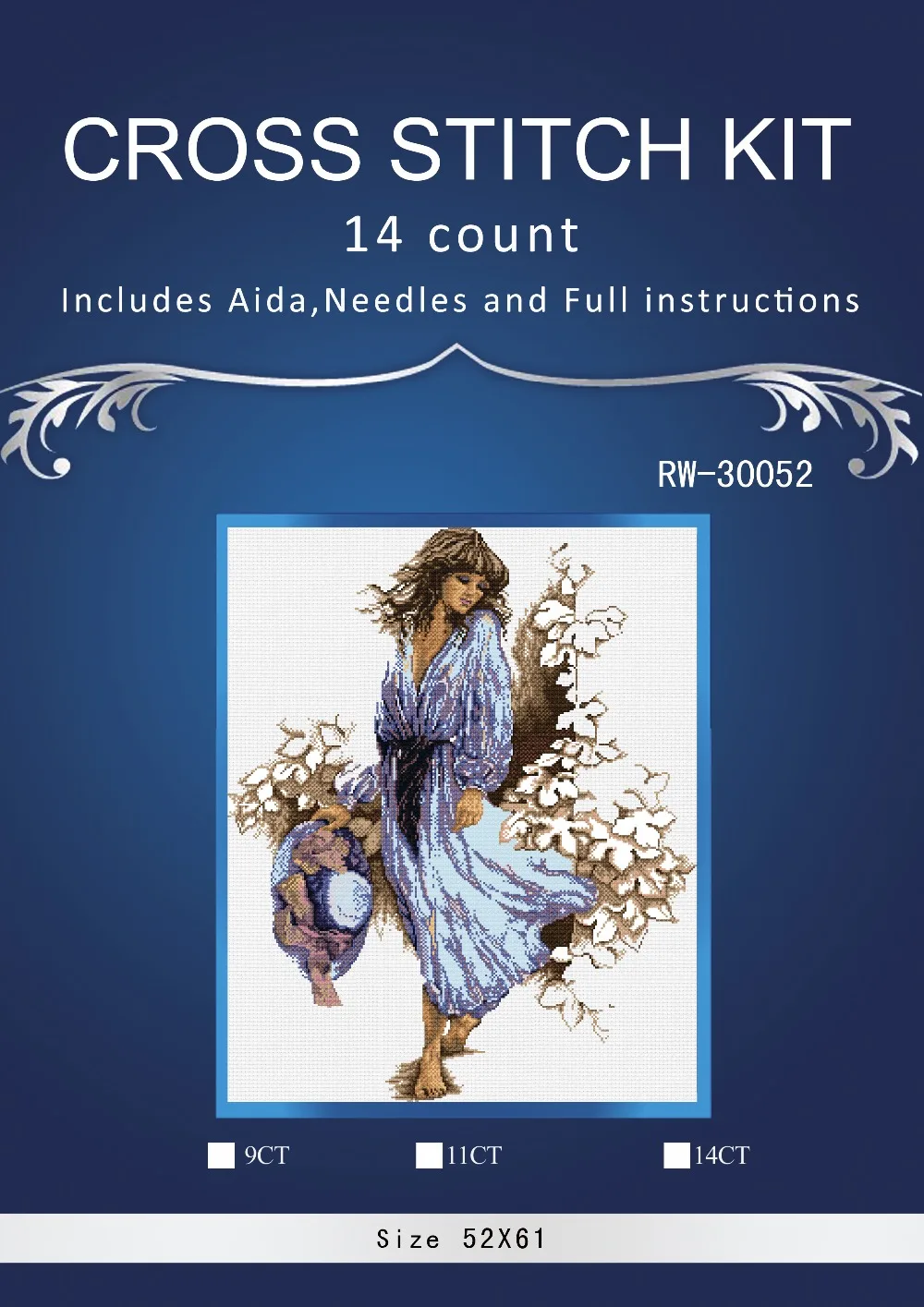 

4CT The woman in the blue dress Counted Cross Stitch Cross Stitch Sets DIY Cross Stitch Kits Embroidery Home Decor Needlework