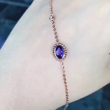 Натуральный танзанит браслет Повседневная 18 К Роза Золотая цепочка драгоценный камень овальной формы изысканные женщины ювелирные изделия