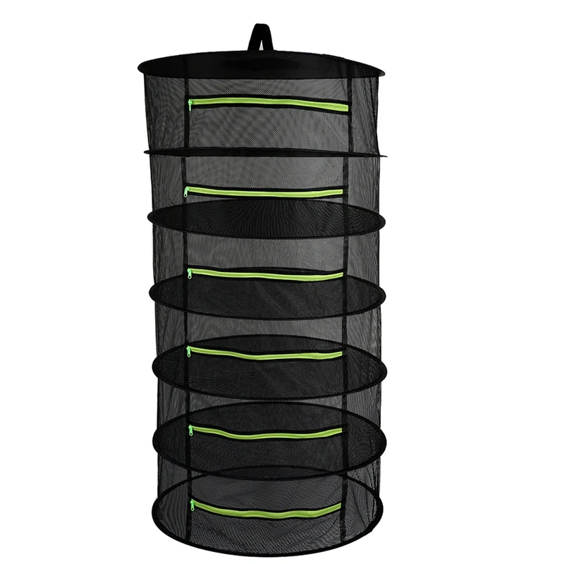 

6 Layers Hanging Basket with Zipper Folding Dry Rack Herb Drying Net Dryer Bag Mesh for Herbs Flowers Buds Plants