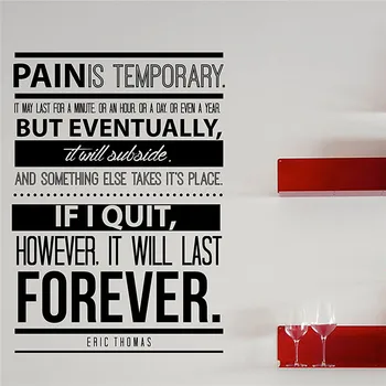 

Eric Thomas Motivational Typography Quote wall sticker Office Home Decor "Pain Is Temporary" M284