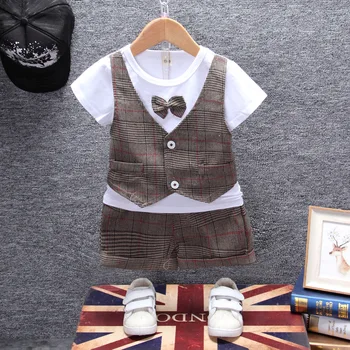 

Summer Kids Clothing Sets Handsome Boys Clothes Newborn Baby Boys Short Sleeve Tops Pants Set 2PCS Children Gentleman Costume