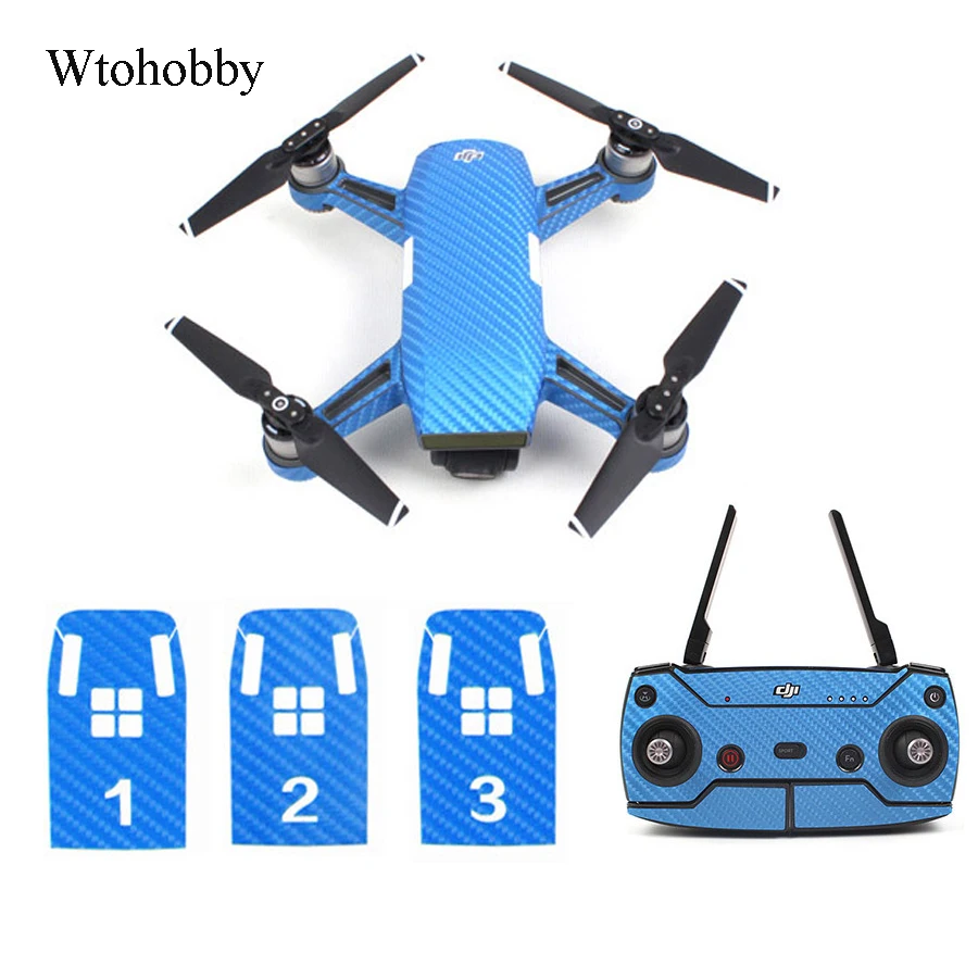 

Anti-Scratch Carbon Graphic Stickers Skin Sticker Decals for DJI Spark Drone Body/Battery/Remote Controller