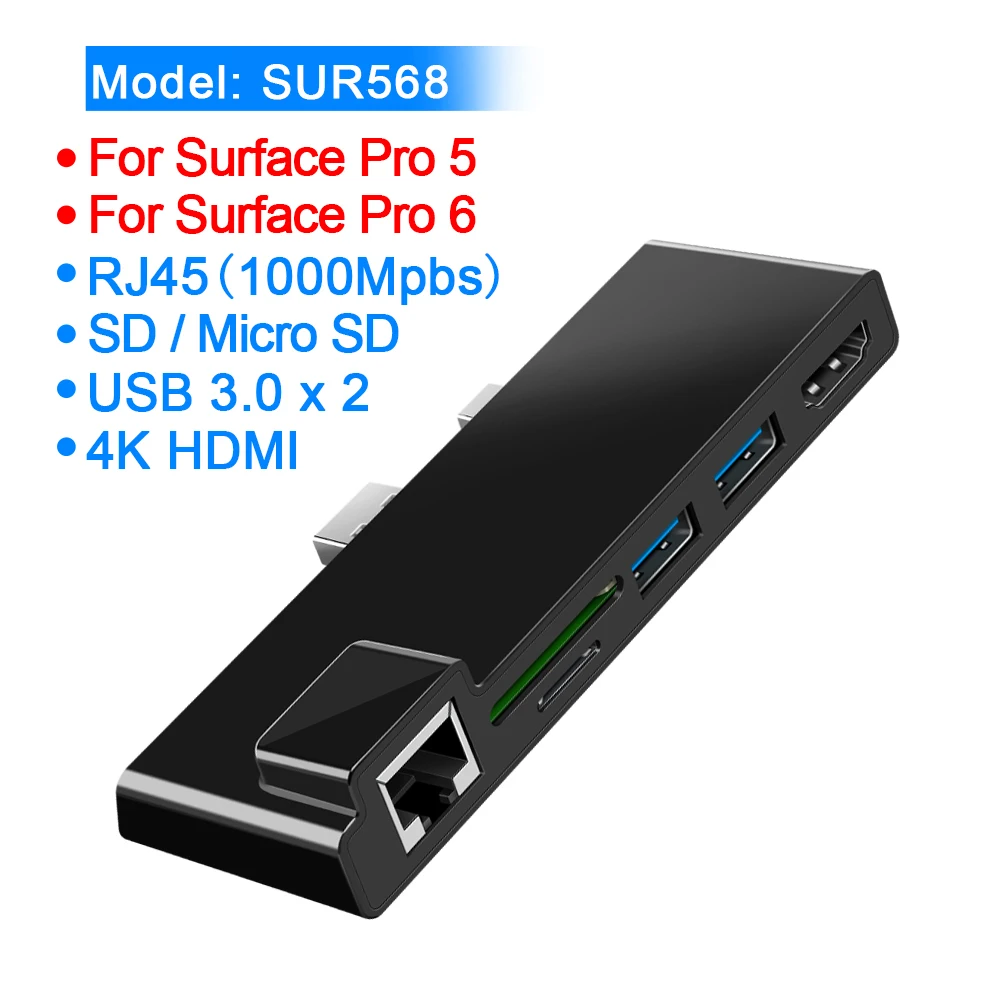 Rocketek usb 3,0 кард-ридер с разрешением 4K HDMI с 1000 Мбит/с Gigabit Ethernet адаптер для SD/TF micro SD microsoft Surface Pro 3/4/5/6 концентратор - Цвет: SUR568