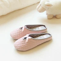 Lovely Bowtie Winter Women Home Slippers For Indoor Bedroom House Soft Bottom Cotton Warm Shoes Adult Guests Flats - Image 3
