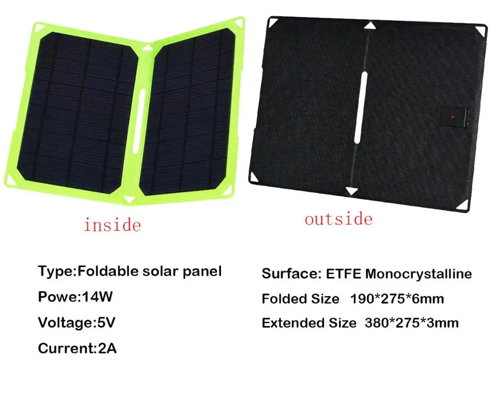 Xinpuguang солнечная панель 14 Вт 5 В 2A Зарядное устройство USB 2 складки стильный ETFE Прочный Открытый мобильный зарядное устро