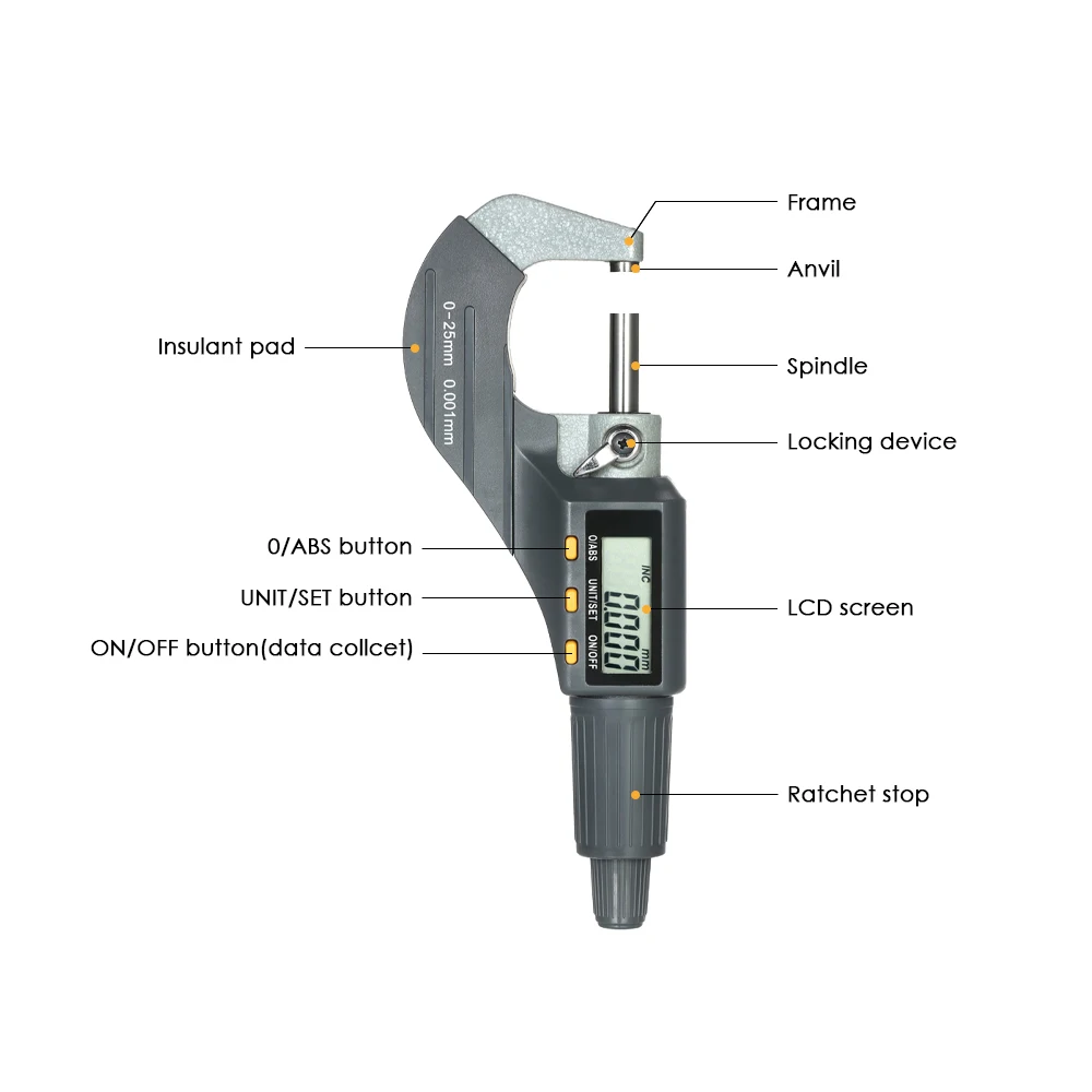 0-25 мм электронный Внешний микрометр цифровой микрометр микроциркуль измерение длины инструмента микрометр 0,001 мм