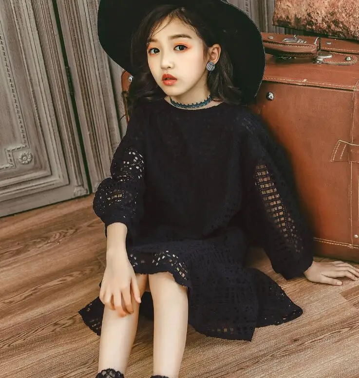 Праздничные платья для девочек от 3 до 11 лет Новинка года, детское праздничное платье хлопковое кружевное платье принцессы корейская модная одежда для маленьких девочек детская одежда