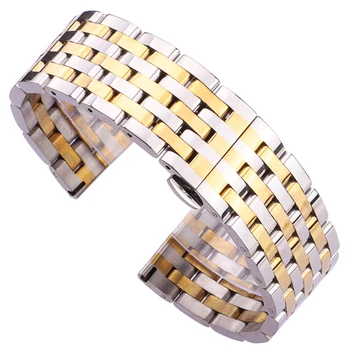 

20mm 22mm Watchband Strap Solid Stainless Steel Men Women Metal Straight End Bracelet Silver 4 Colors Watch Band Accessories