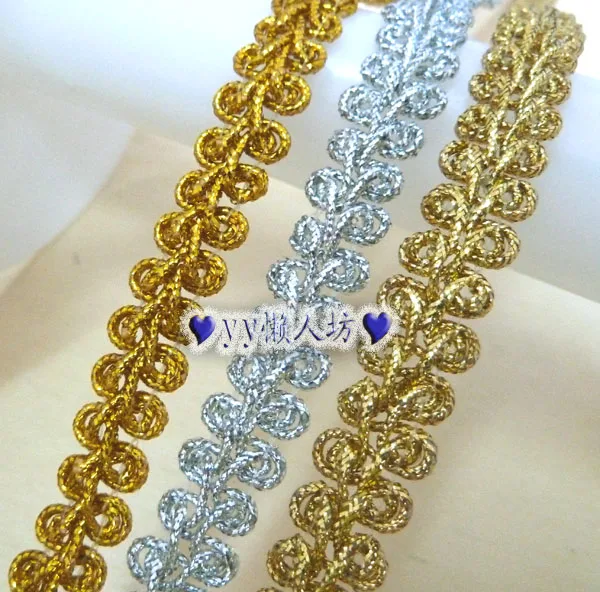 

13 Yard/Lot 1cm Wide Gold silvery Tassel Fringe lace Trim decoration Ribbon Sewing Dress DIY Accessories SM073.