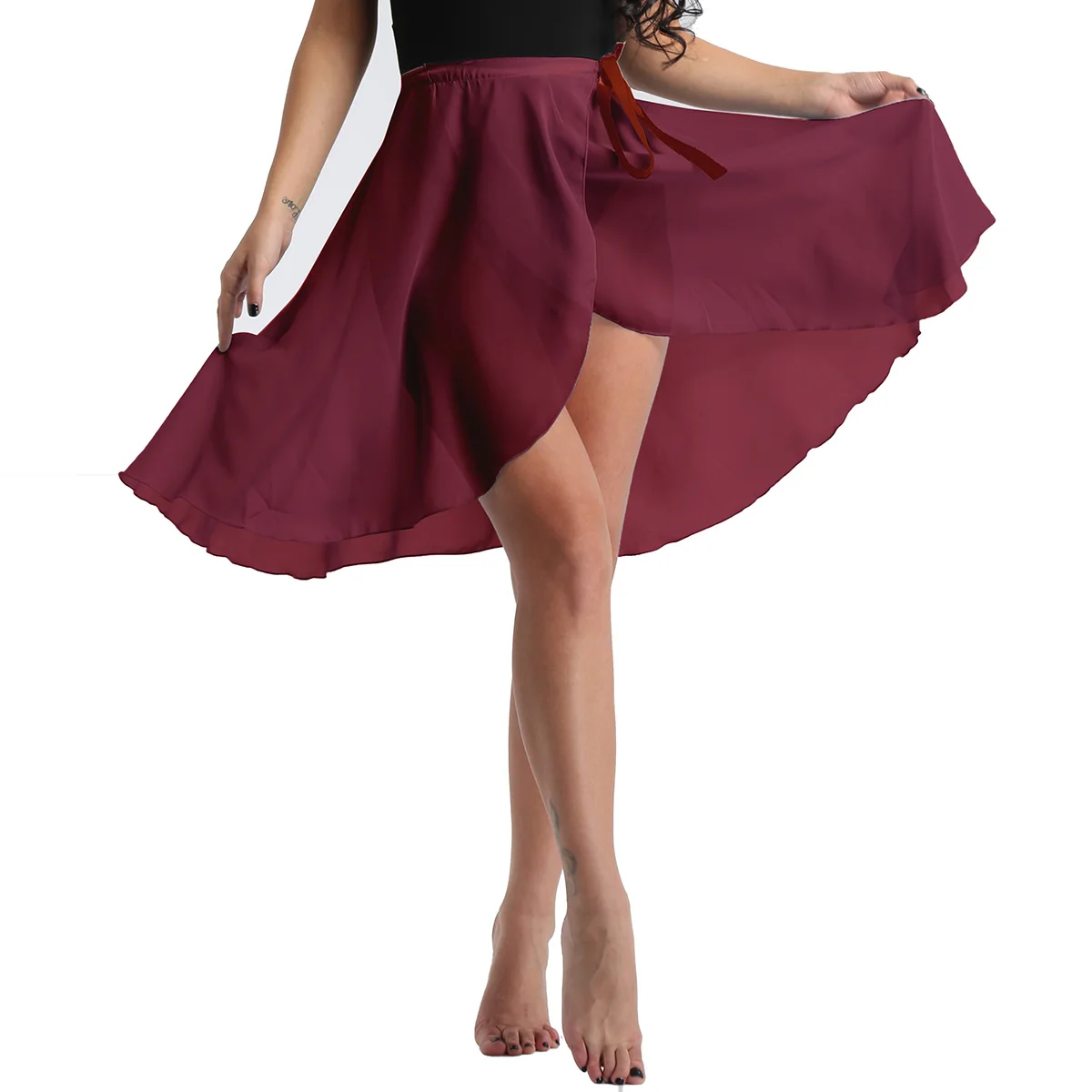 ChicTry женская шифоновая юбка для танцев с поясом, профессиональная балетная пачка для гимнастики и фигурного катания, Одежда для танцев