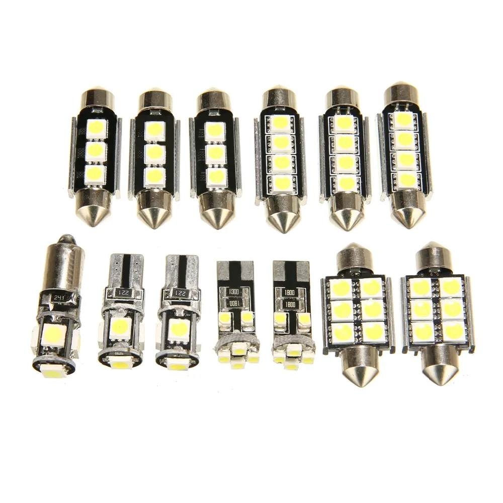 13pcs/set 12V White 6000K Car Interior LED Light Reading Dome Bulb Kit