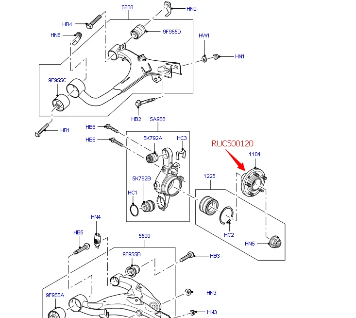 RUC500120 автомобильный подшипник ступицы колеса в сборе для LR Discovery 3/4, Range Rover Sport car Wheel Китай запасные части поставщик