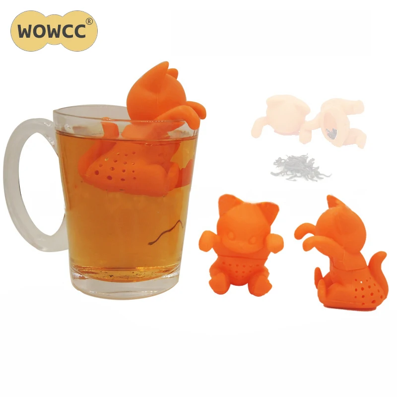 2017 Creative Cartoon Kitten Tea Strainer Silicone Cute Cat Tea Infuser