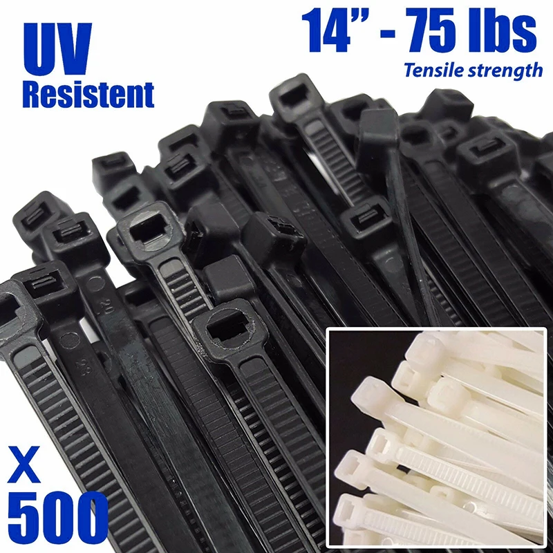 

500PCS 14 Inch Cable Ties 75 lbs Tensile Strength Wire Zip Ties Eco-Friendly and never Slip