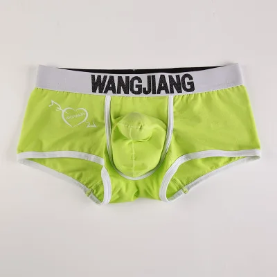 Wang Jiang Elephant, нижнее белье, боксеры, шорты для мужчин, отдельные мешочки, хлопковые трусы, с рукавом для пениса, трусы с сердечками, Calecon, сексуальные - Цвет: Зеленый