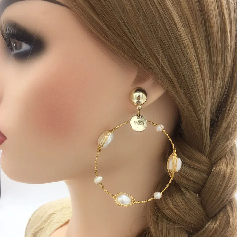 

Earrings ladies charm handmade earrings copper earrings natural pearl jewelry accessories ear accessories direct wholesale Chris