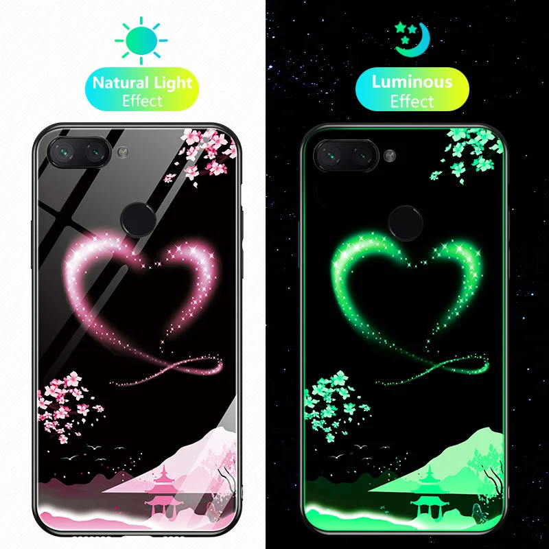 

Luminous Phone Case For Xiaomi 8 Lite 9 6X A2 Cases Night Shine Aurora Gradient Luxury Cover for Redmi Note7 Fundas Capa Coque