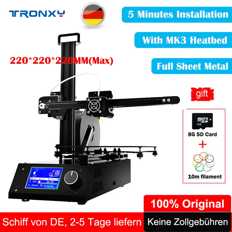 

Tronxy Metal 3D Printer Kit DIY 0.4mm Nozzle Reprap i3 Aluminium Extruder Hotbed Desktop 3D Pritner DIY 10m Filament 8G SD Card
