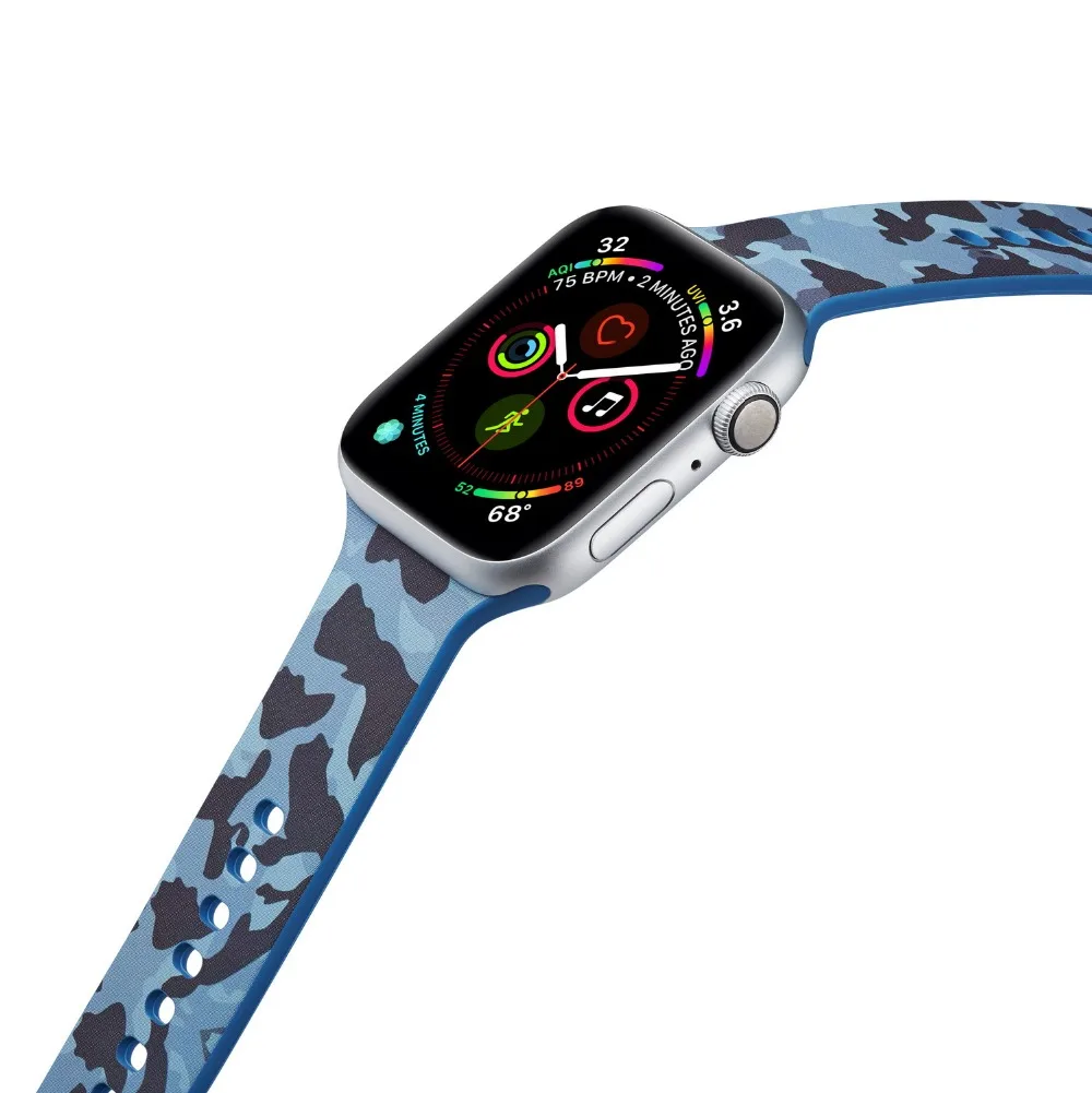 Сменный силиконовый ремешок для Apple Watch 4 44 мм 40 мм браслет с цветочным принтом для iwatch серии 5 3 2 38 мм 42 мм браслеты