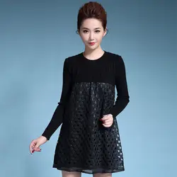 4xl плюс большие размеры женская одежда весна-осень-зима 2016 корейский вязать тонкие полые из свитер с длинным рукавом платье a2048