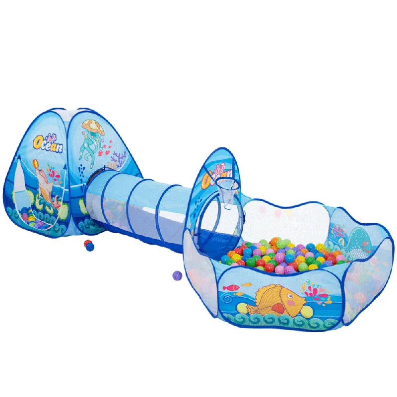 1 комплект детская палатка для детей домик мяч яма ребенок ползает Игровая палатка детский бассейн для игры в мяч океан мяч держатель набор Outoor игрушки - Цвет: Ocean 3pcs Tents