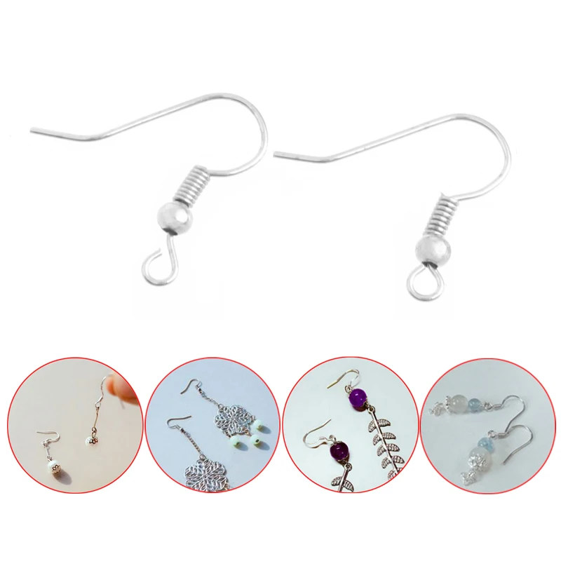 

100 Pcs Earring Hooks Hypo-Allergenic Silver Plated Surgical Steel Ear Wires Nickel and lead free