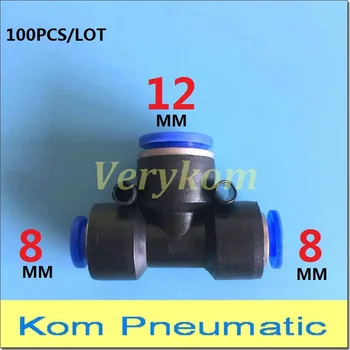 

Wholesale 100pcs/lot Pneumatic Tube Hose 8mm To 12mm Pipe Unequal Enlarge Union Tee Air Fitting Quick Connector PEG 8-12 8-12-8