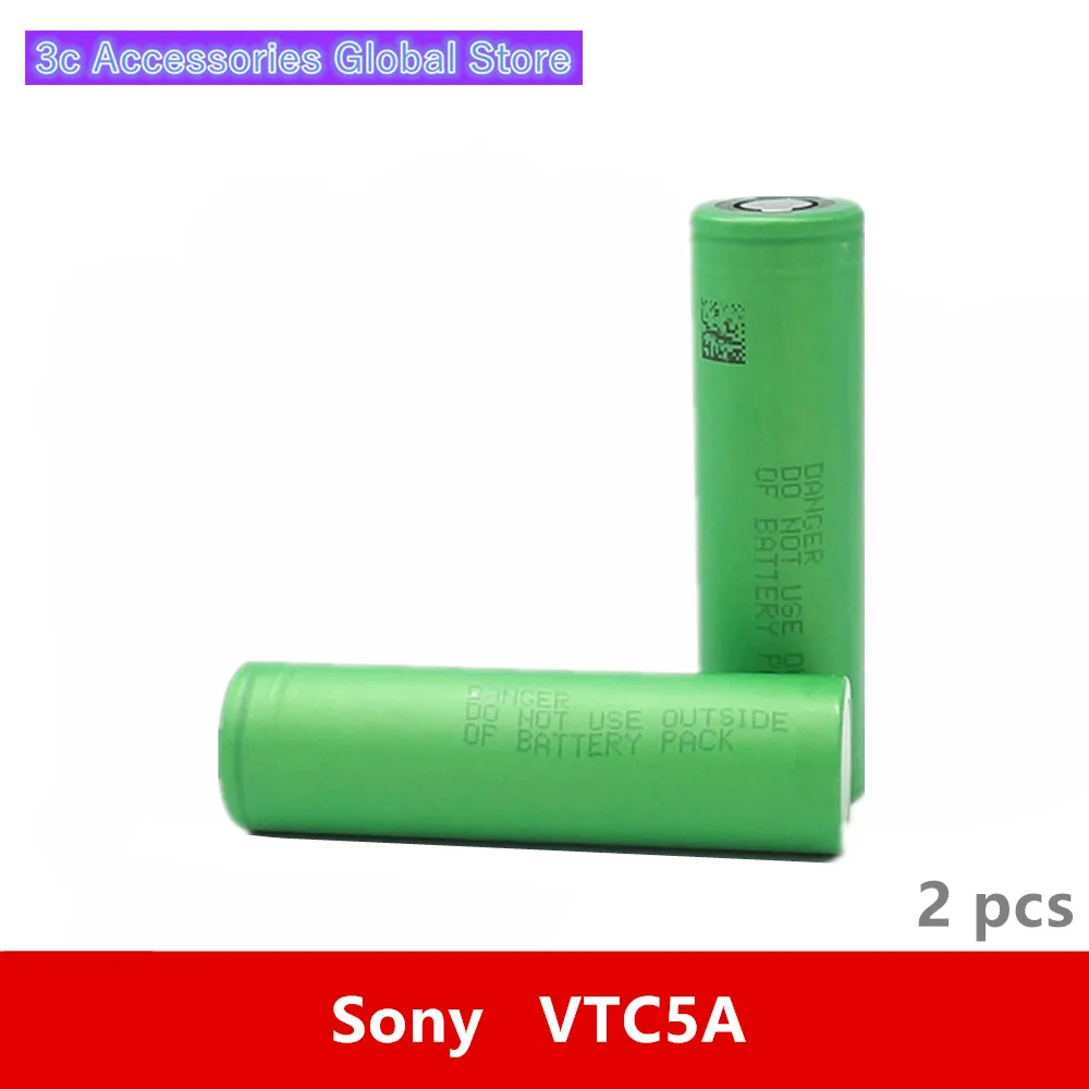 

2 pcs 3.7V 18650 2600mah 35A Original For Sony US18650VTC5A VTC5A 3.6V IMR battery cell for Toy E-cig Torch Flashlight ect