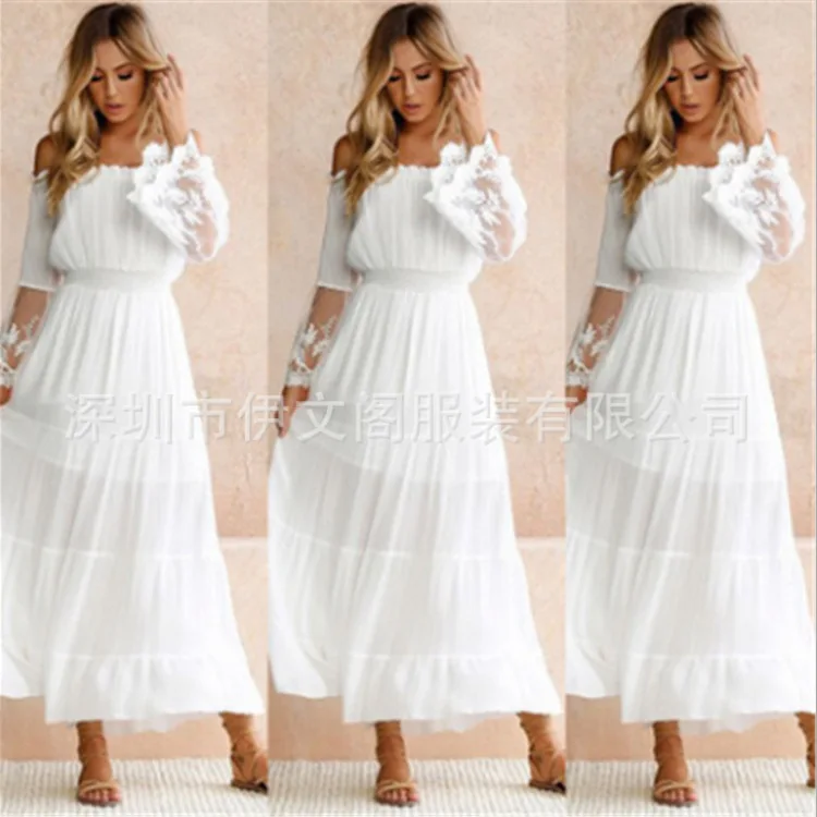 Long Sleeve Lace Wedding Dresses 2018 New White Floor ...