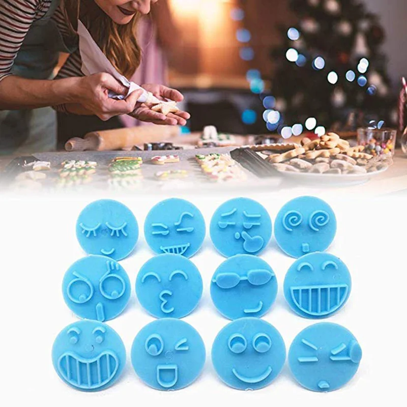 

DIY Bake Mold Set Emoji Shaped Cookie Fondant Plastic Cutter Biscuit Cake Molds Sugarcraft Cookie Press Decor Kitchen Tool