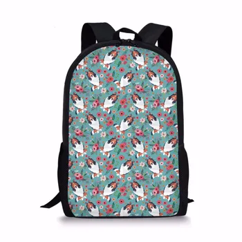 

Coloranimal Siamese Cat Flower Children Youth Girl School Book Bags Crazy Horse Flower Large Backpack Shoulder Bags Bolsa Female