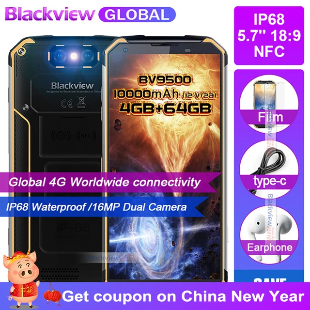 Быстрая доставка на Новый год Blackview BV9500 10000 mAh IP68 Водонепроницаемый NFC 5,7 "18:9 4G global смартфон 64G MT6763T Android 8,1