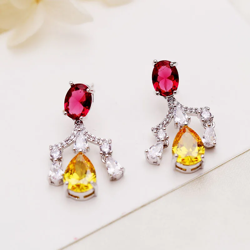 

Brand designer silver needle high-end tassel luxury earrings set with zircon banquet bridal style long earrings