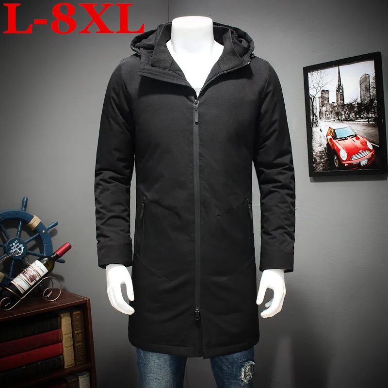 

2018 Plus size 8XL 7XL 6XL 5XL New Clothing Jackets Business Long Thick Winter Coat Men Solid Parka Fashion Overcoat Outerwear