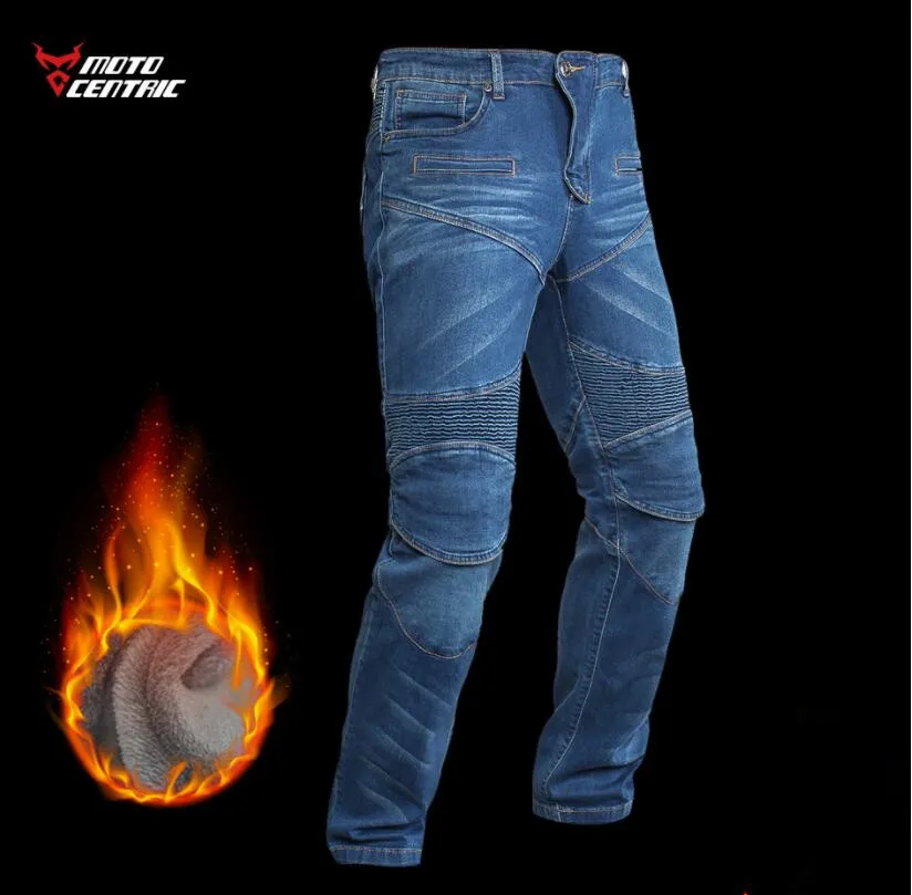 

2019 new plus velvet motorcycle riding jeans men's winter warm stretch Slim-proof anti-fall motorcycle riding pants