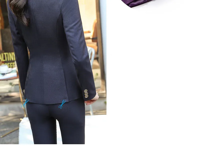 Новые Модные узкие брюки костюмы для женщин высокое качество темперамент с длинным рукавом Блейзер и брюки Офис Бизнес интервью Рабочая одежда