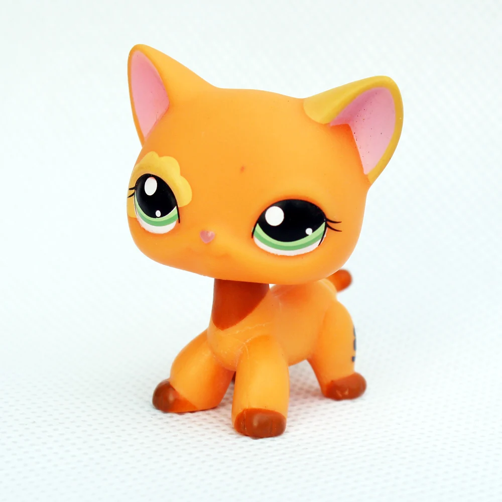 

rare pet shop toys #1643 little short hair cat standing yellow kitten green eyes cute gifts animal figure for girls