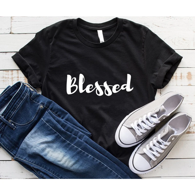 Футболка с надписью blessed женская мода футболки grunge tumblr летние хлопковые топы pray